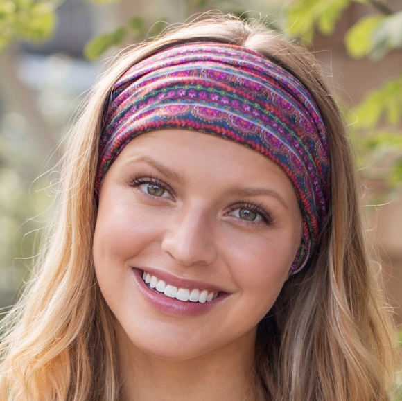 NATURAL LIFE for hair Blue Flower Stamp Boho Bandeau unique pattern not in store - Picture 13 of 15